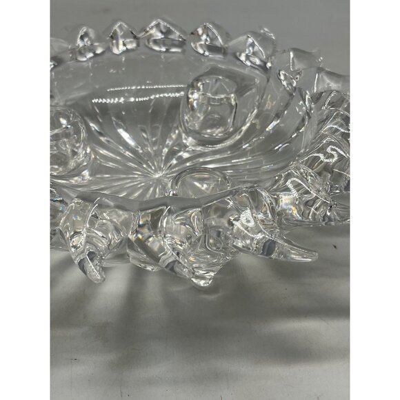 Crystal 3 candle holder sun burst spike shape footed crystal center top READ - Picture 2 of 8